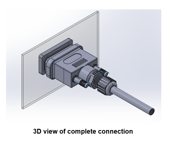 Waterproof Wired D-Sub Connector on Panel