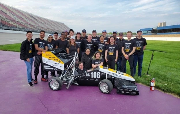 University of Waterloo Formula SAE Motorsport Team with Race Car